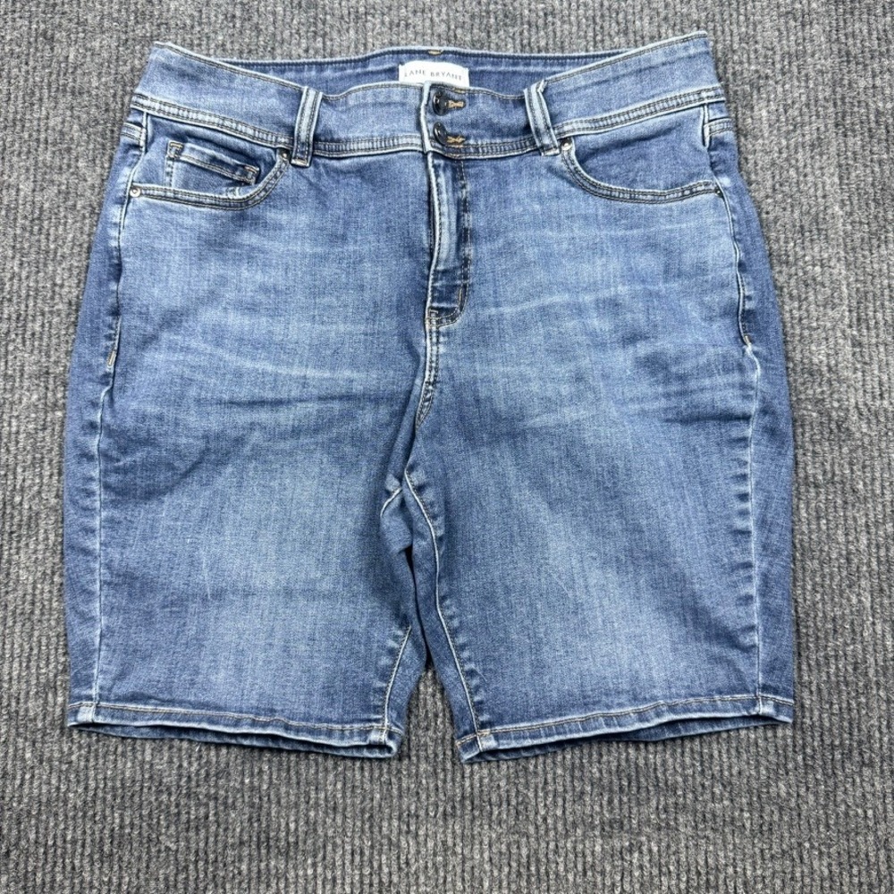 Lane Bryant Flex Magic Waistband High Rise Bermuda Shorts Blue Denim Women 16